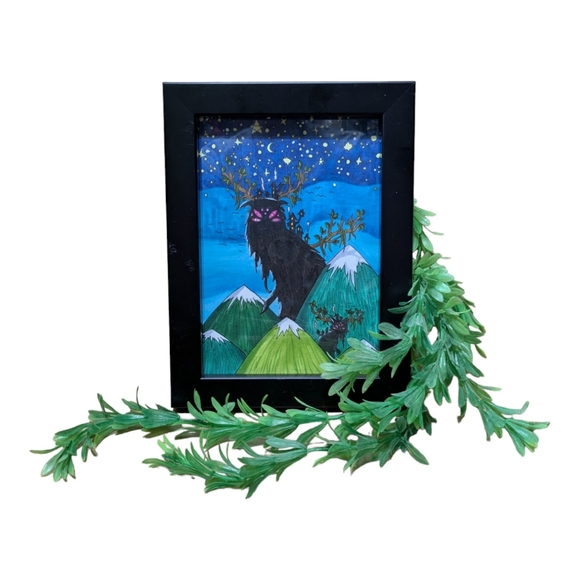 SOLD - HANDMADE DrawingArtworkDecor |Mythical Mountain Beasts|Signed Richelle L. - Picture 1 of 8